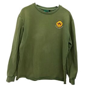Gas NYC Green “Have a Nice Day”‎ Distressed Crewneck Sweatshirt Unisex Size L